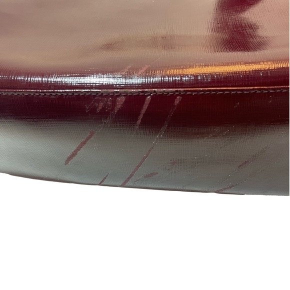 Women's Coach Maroon Leather Tote Bag with Gold Chain - Picture 7 of 15